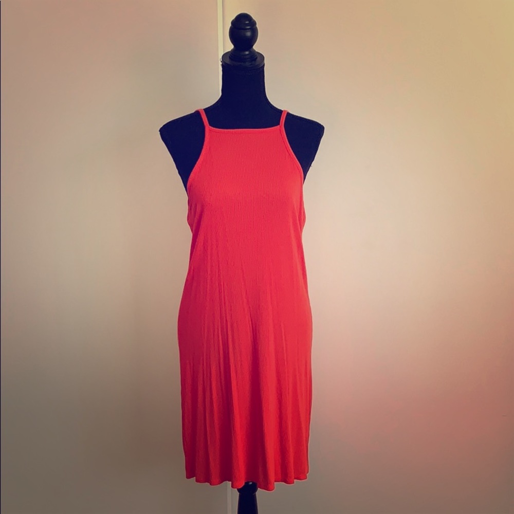 Neonish colored maxi dress.